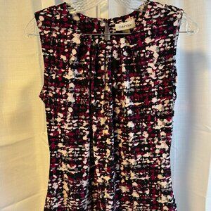 Calvin Klein Printed Matte Jersey Pleated Crew Neck Cami Small